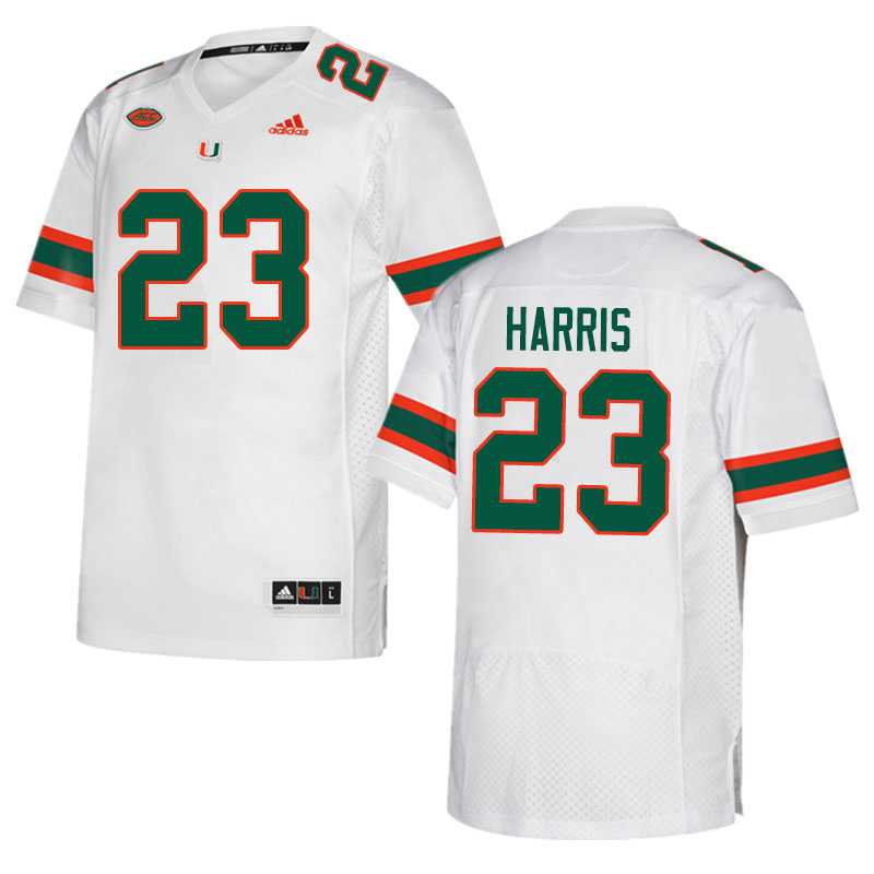Adidas Miami Hurricanes #23 Cam'Ron Harris College Football Jerseys Sale-White - Click Image to Close
